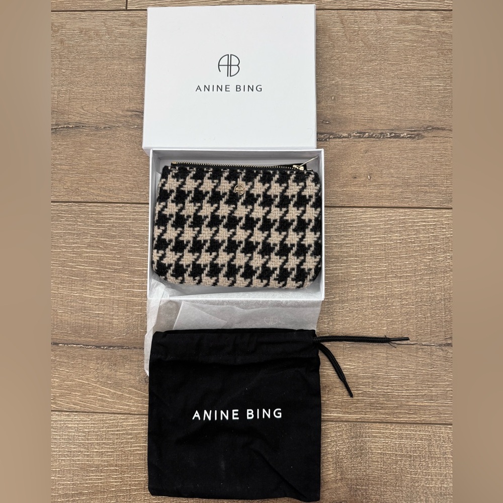 Anine Bing Houndstooth Zip-up Purse.